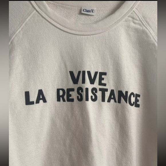 Clare V Vive La Resistance Sweatshirt Size XS White - Picture 3 of 9